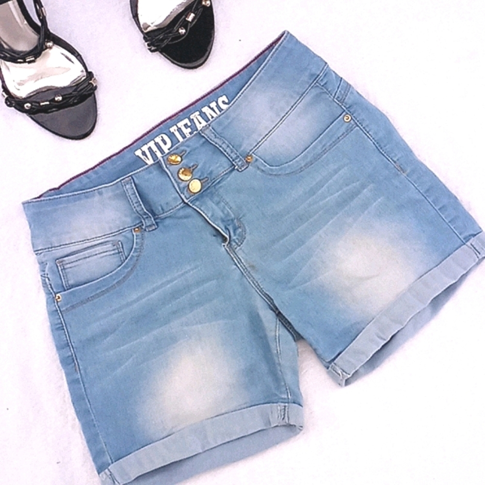 VIP cuffed Stretch Denim Shorts